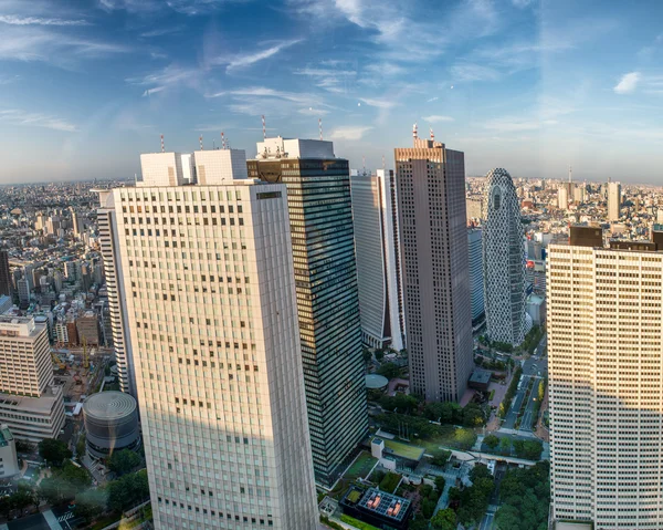 Tokio, Japón. Vista aérea de los edificios Shinjuku al atardecer — Foto de Stock