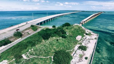 Bahia Honda Devlet Park köprüler, Florida - ABD havadan görünümü