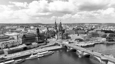 Dresden, Almanya - 16 Temmuz 2016: Altstadt hava görünümünü. Dresd