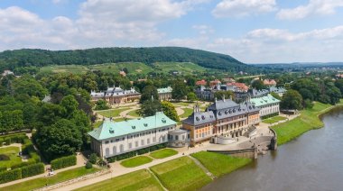 Pillnitz Castle, Almanya'nın havadan görünümü