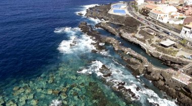 Garachico havuzları - Tenerife, Kanarya Isla harika havadan görünümü