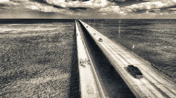 鸟瞰图的桥连接键，佛罗里达州 — 图库照片