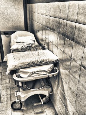 Hastane yatağında. Sedyeler, sağlık kavramı