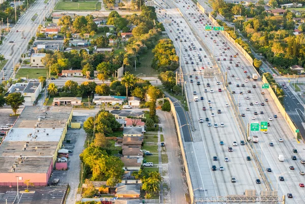 Trafic routier inter-États vu depuis l'avion — Photo