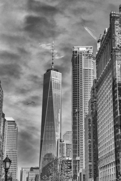 Les Rues Manhattan Skyline New York Partir Point Vue Inférieur — Photo