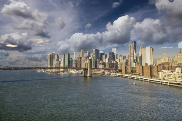 Des Couleurs Coucher Soleil Incroyables New York Skyline Bas Manhattan — Photo