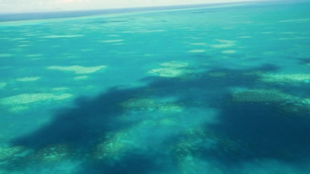 A Grande Barreira de Corais vista do avião. Lindas cores do oceano, vista aérea. Movimento lento — Vídeo de Stock