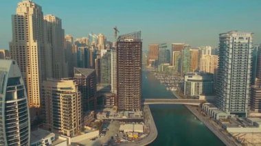 Dubai Marina yüksek gökdelenleri, hava manzarası