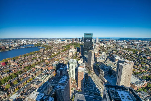 Skyline Aéreo Boston Massachusetts Rascacielos Ciudad Hermoso Día Otoño — Foto de Stock