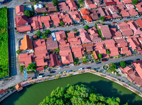 Vista Aérea Aérea Del Río Melaka Malaca Malasia — Foto de Stock