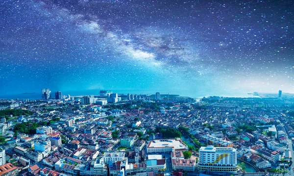 Panoramautsikt Över Malacca Vacker Stjärnklar Natt Malaysia — Stockfoto