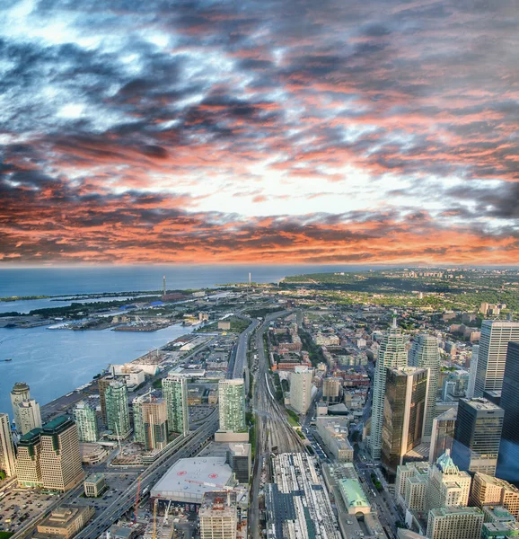 Zonsondergang Boven Toronto Skyline Ontario Canada — Stockfoto