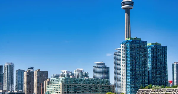 多伦多城市的天际线和塔楼在一个美丽的夏日 安大略省 加拿大 — 图库照片