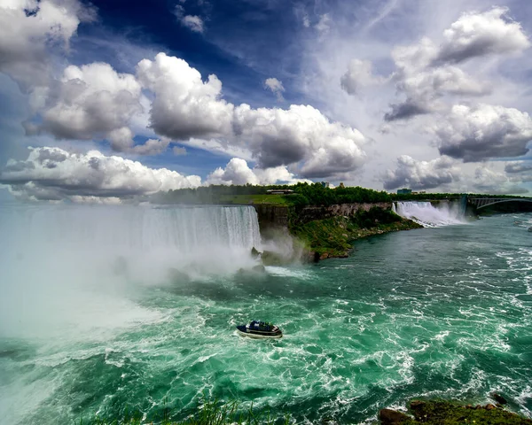 Majestätiska Niagarafallen Vid Solnedgången Utsikt Från Kanadensisk Sida — Stockfoto