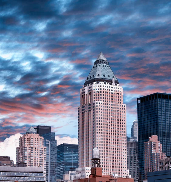 New York City Usa Midtown Manhattan Buildings Sunset Aerial Vew — Stock Photo, Image