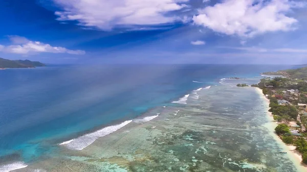 Digue Seychely Letecký Pohled Pobřeží Perspektivy Bezpilotního Letounu — Stock fotografie