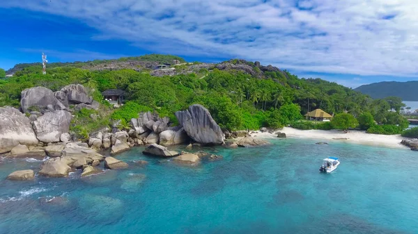 Digue Seychelles Vista Aerea Della Costa Dalla Prospettiva Drone — Foto Stock