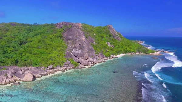 Digue Seychelles Veduta Aerea Della Splendida Spiaggia Tropicale Una Giornata — Foto Stock