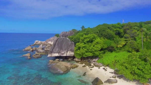 Digue Seychellen Luftaufnahme Des Erstaunlichen Tropischen Strandes Einem Sonnigen Tag — Stockfoto