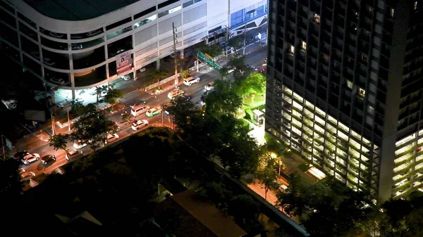 Bangkok Thailand 2019年12月15日 城市夜空中的街道和摩天大楼 — 图库照片