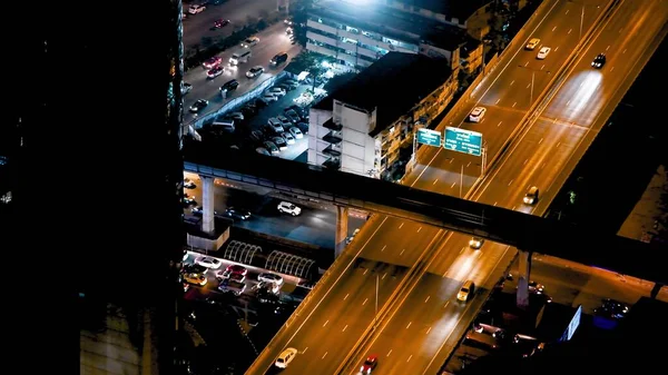 Bangkok Thailand December 2019 Aerial View City Skyline Night Street — Stock Photo, Image