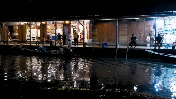 Амфава Таиланд Декабря 2019 Года Ночной Вид Знаменитый Плавучий Рынок — стоковое фото