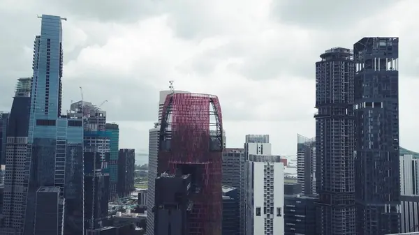 Singapore Januari 2020 Flygfoto Över Stadens Skyskrapor Från Ett Tak — Stockfoto