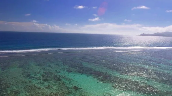 Digue Seychelles Vista Aérea Incrível Praia Tropical Dia Ensolarado — Fotografia de Stock