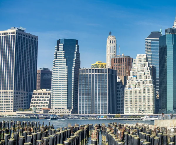 Nedre Manhattan Skyline Vacker Solig Dag New York City — Stockfoto