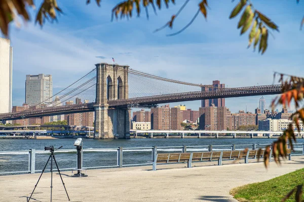 Γέφυρα Του Μπρούκλιν Από Brooklyn Bridge Park Νέα Υόρκη — Φωτογραφία Αρχείου