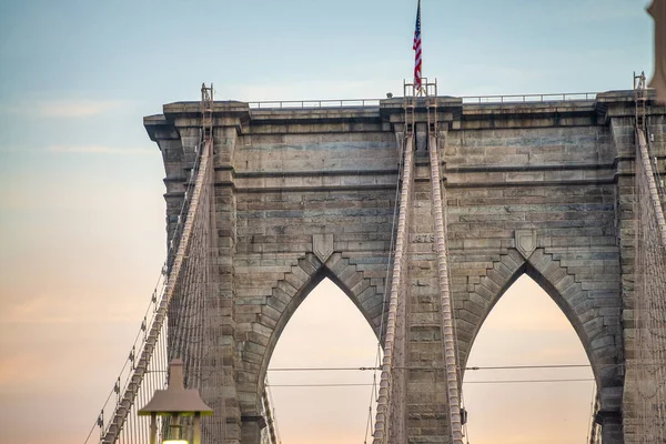 Torre Alta Brooklyn Bridge Nova York — Fotografia de Stock