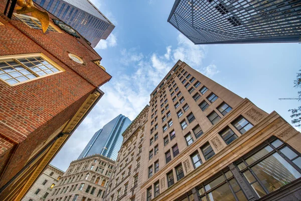 Boston Geweldig Uitzicht Straat Van Stad Gebouwen Schemering — Stockfoto