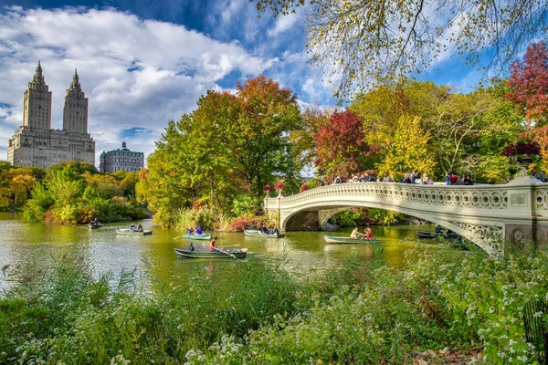 Nova Cidade Iorque Outubro 2015 Central Park Foliage Bow Bridge — Fotografia de Stock