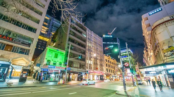 Auckland August 2018 City Buildings Waterfront Night — Stock Photo, Image