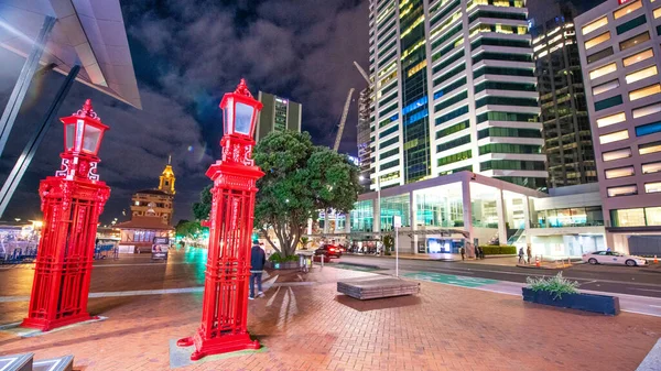 Auckland Agosto 2018 Edifícios Cidade Beira Mar Noite — Fotografia de Stock