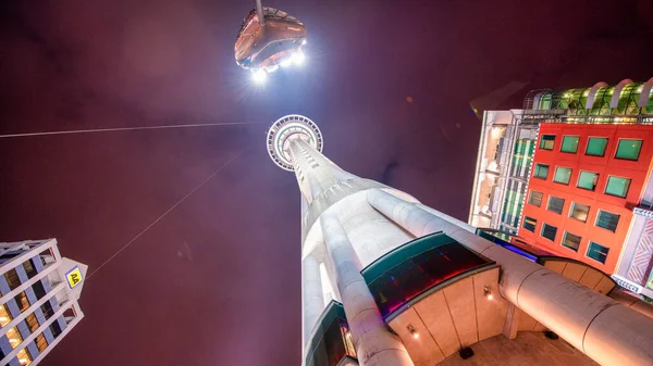 Auckland Agosto 2018 Edifici Sky Tower Auckland Notte — Foto Stock