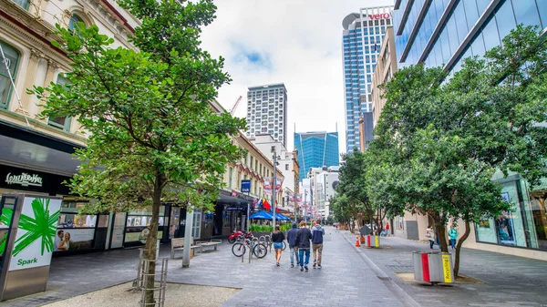 Auckland August 2018 Downtown City Streets Buildings Cloudy Morning — 图库照片