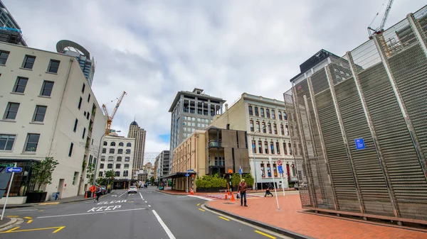 Auckland August 2018 Downtown City Streets Buildings Cloudy Morning — 图库照片