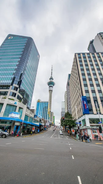 Auckland Agosto 2018 Ruas Edifícios Centro Cidade Uma Manhã Nublada — Fotografia de Stock