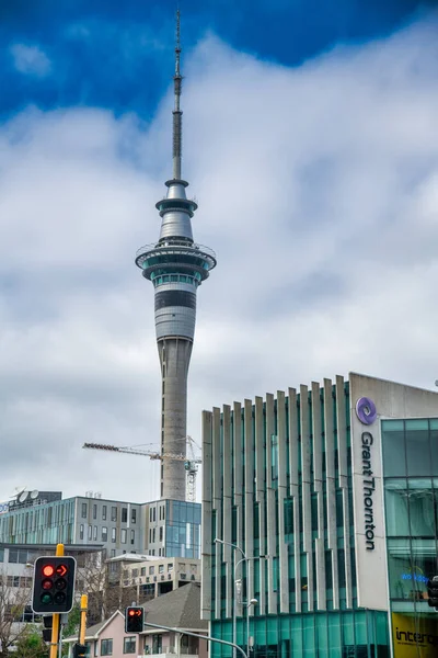 Auckland August 2018 Sky Tower Famous City Landmark — Stock Photo, Image