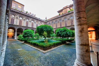 İtalya, Roma 'da bir meydanda güzel ağaçlar.
