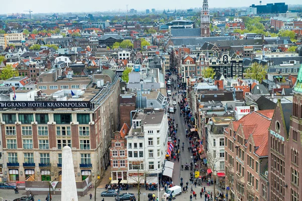 Amsterdam Netherlands April 2015 Aeriel View Damm Square Panoramic Ferris — Stock Photo, Image