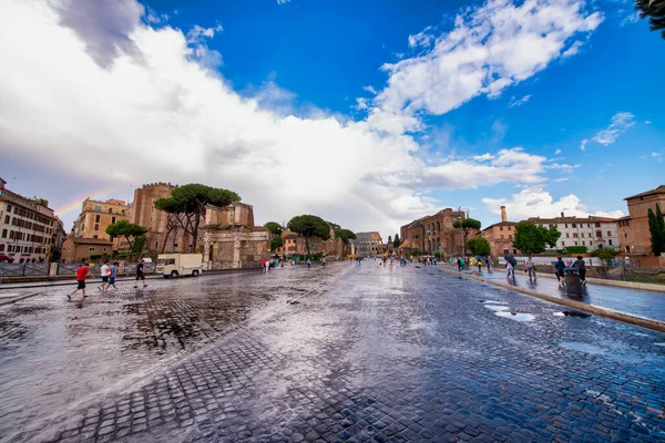 Roma Itália Junho 2014 Vista Pôr Sol Dos Fóruns Imperiais — Fotografia de Stock