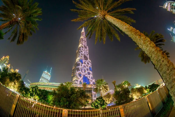 Dubai Uae December 2016 Exterior View Burj Khalifa Area Night — Stock Photo, Image