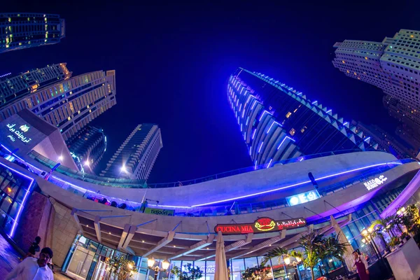 Dubai Uae December 2016 Dubai Marina Night City Promenade Skyscrapers — Stock Photo, Image