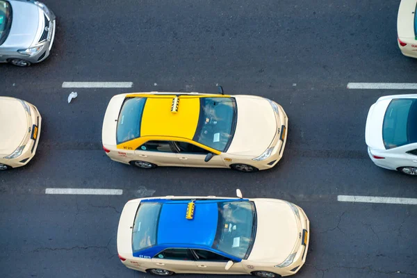 Dubai Vae December 2016 Luchtfoto Van Kleurrijke Taxi Langs Straten — Stockfoto