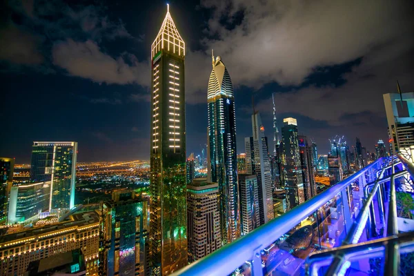 Dubai Emiratos Árabes Unidos Diciembre 2016 Vista Aérea Nocturna Los — Foto de Stock