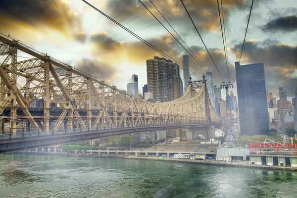 Manhattan Üzerinde Günbatımı Gökyüzü Renkleri Skyline New York — Stok fotoğraf