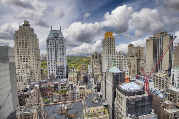 Západ Slunce Barvy Oblohy Nad Manhattan Skyline New York City — Stock fotografie