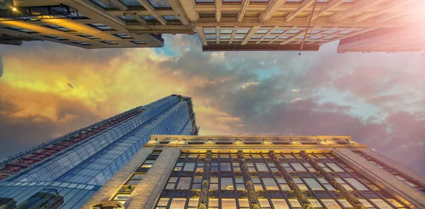 Sunset Färger Boston Business Center Skyskrapor Massachusetts — Stockfoto
